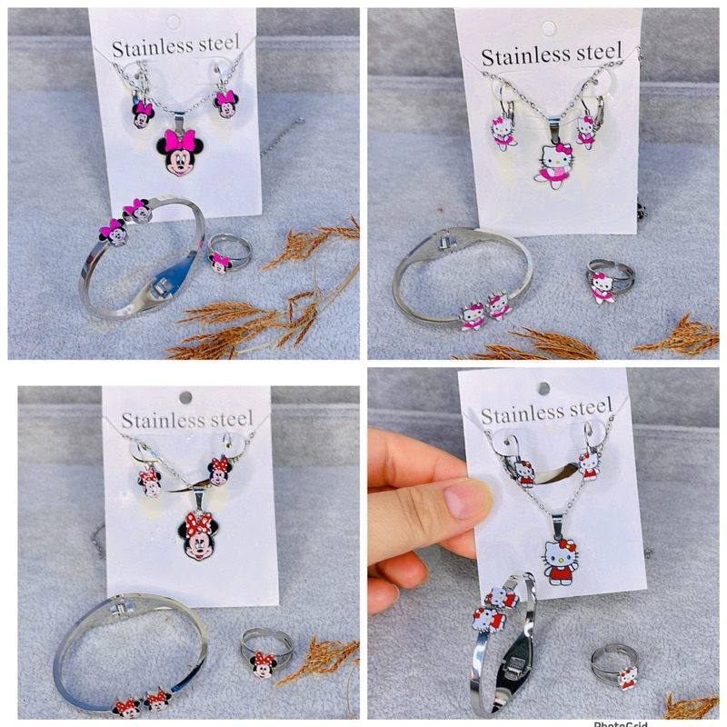 Perhiasan Satu set Titanium Silver Anak