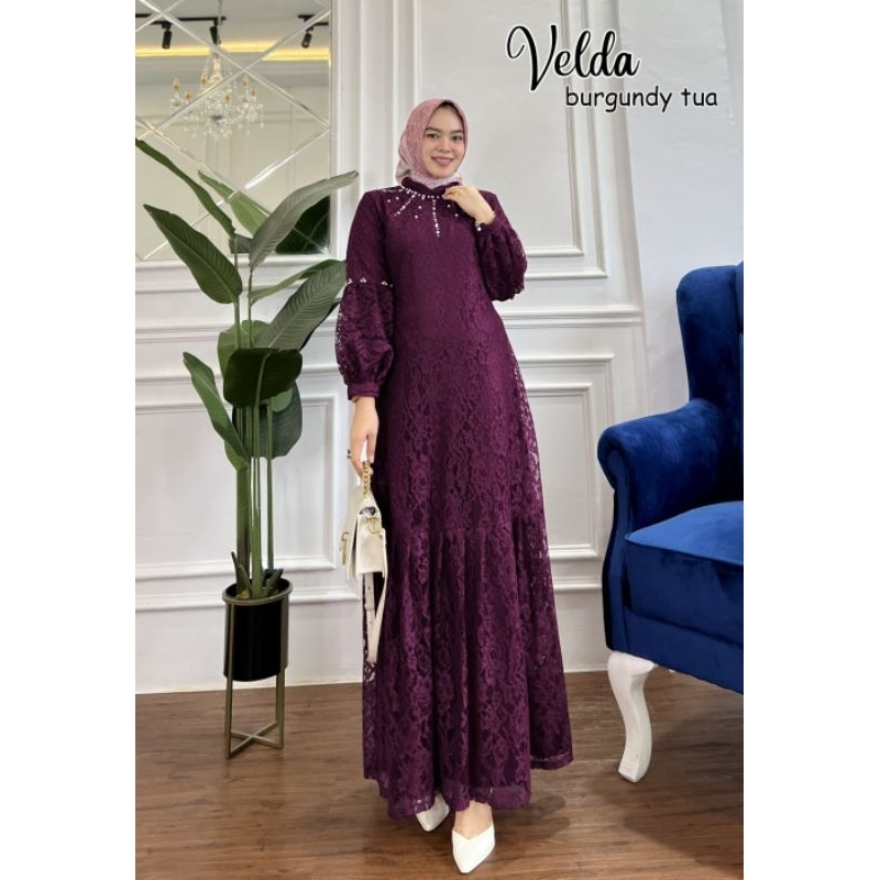 VILDA DRESS GAMIS BAJU KOKO KEMEJA COUPLE FAMILY SET TERBARU BURGUNDI SERIES PREMIUM AYAH IBU ANAK C