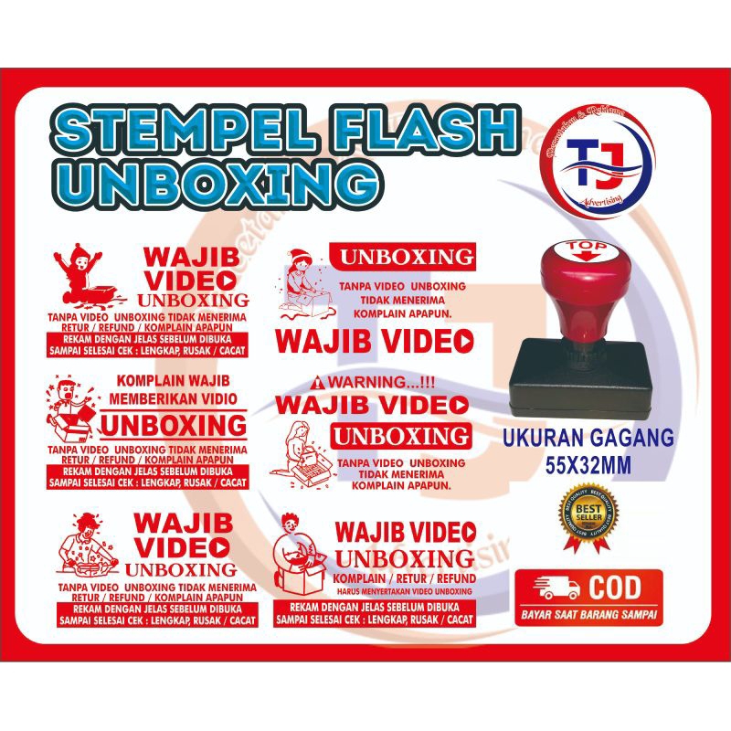 

N_H TARIHORAN Stempel Unboxing stempel Flash Stempel wajib video paket sudah diisi tinta siap pakai ukuran gagang 2755mm