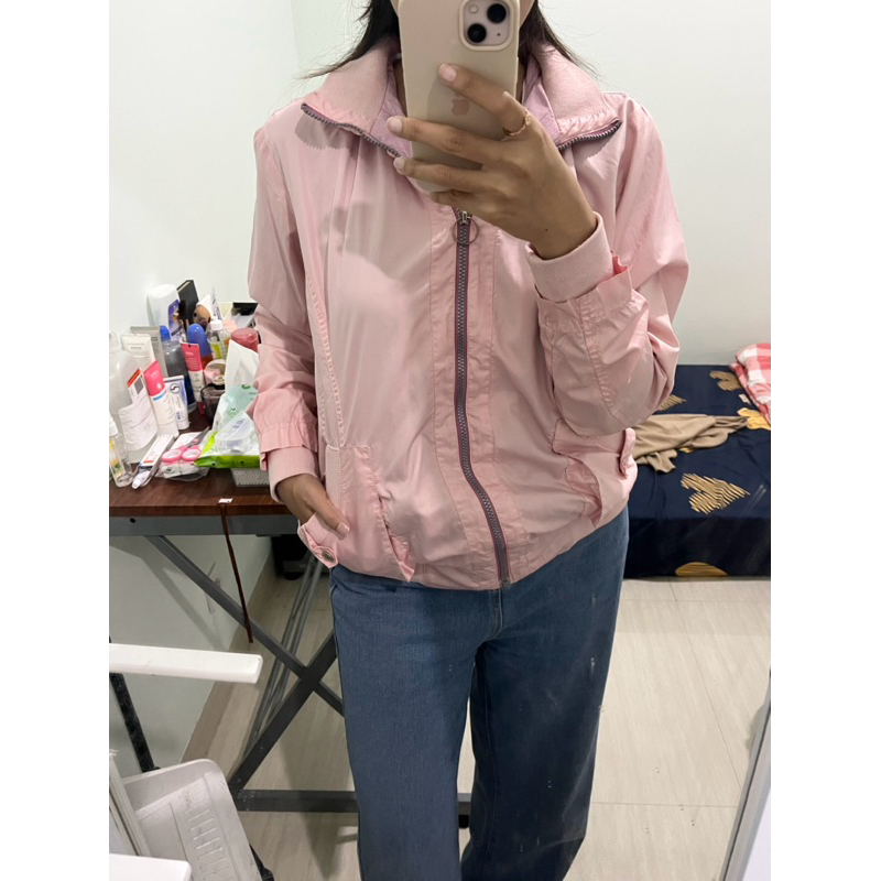 Bomber Jacket Parasut Nevada Preloved - Bomber Jacket Wanita Parasut Hoodie