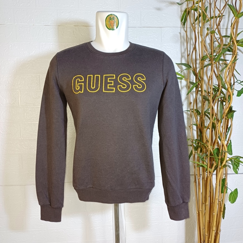 CREWNECK GUESS JEANS, SIZE S (SECOND BRANDED) COKLAT, CN0261