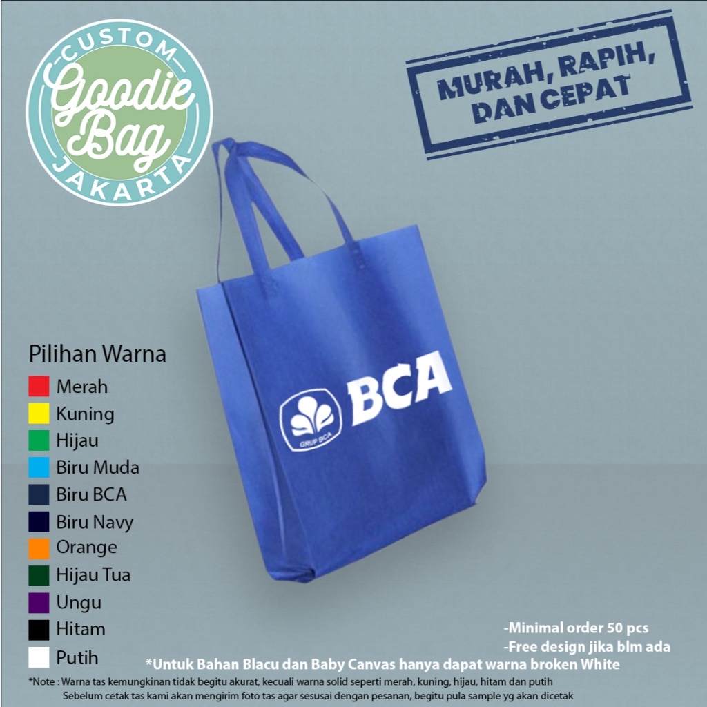 

Goodiebag Lipat Samping 25 x 35 x 8-10 | Tas Sablon | Tas Event | Tas Branding Logo