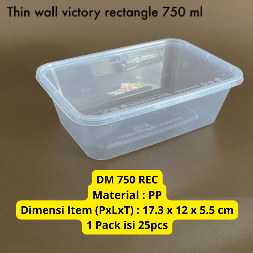 Thinwall Kotak Makan 750ml Thinwall Rectangle 750 ml Mika Plastik Tempat Makan Mika Bening Persegi