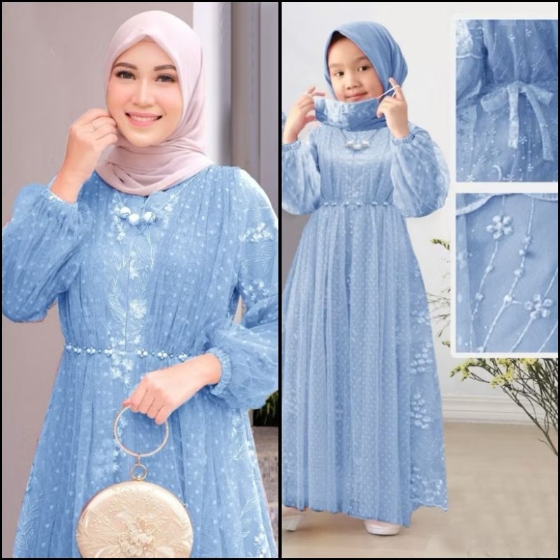 (NEW) JUNA DRESS - BAJU MAXY MAXI DRESS GAMIS BUSUI BRUKAT BROKAT MUTIARA LAPIS FURING PURING IBU AN