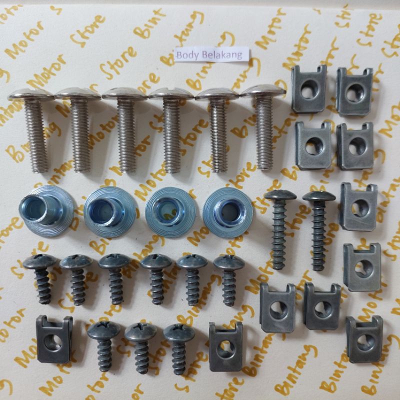 baut body belakang satria 2 tak lumba / baut body kanan kiri satri lumba terlengkap