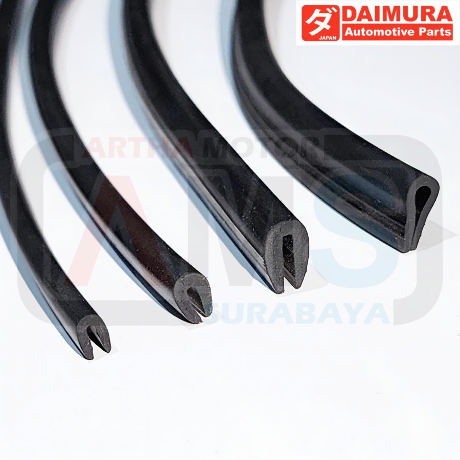 Karet List Lis Helm U Jepit Panel Plat Kaca Jendela Pintu Jok Kursi Meja Lemari 5mm 6mm 7mm 8mm 9mm 