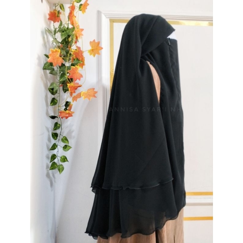READY STOK  [BISA COD] CADAR PONI Resleting | NIQAB PONI MESIR RIT JUMBO FULL SIFFON SILKY by Annisa