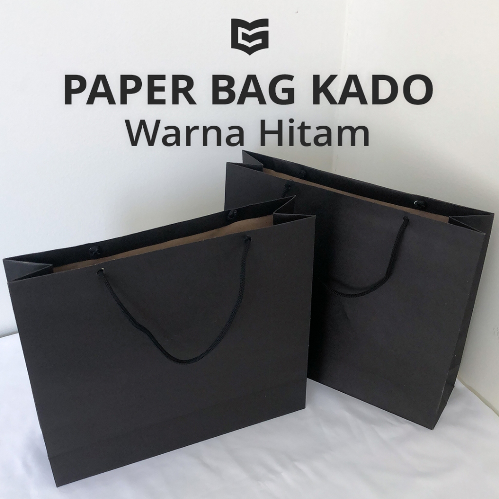 

Paper Bag Hitam 25 x 7 x 20 cm | Tas Kado Souvenir Wedding Papper Bag Kertas Warna Hitam
