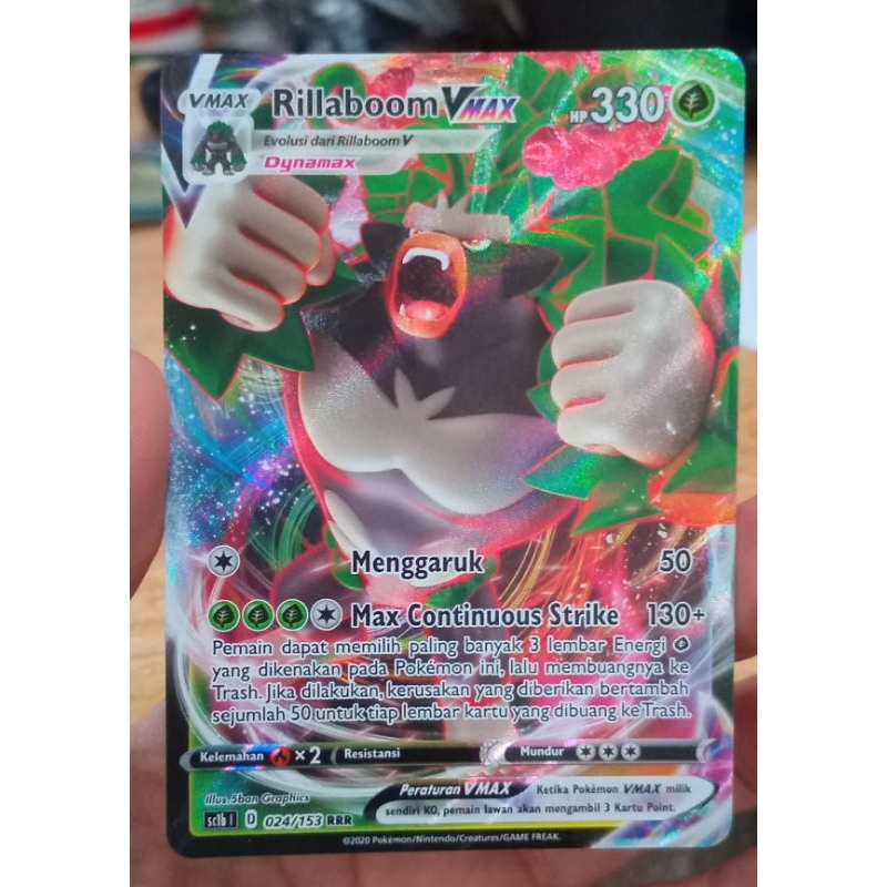 KARTU POKEMON RILLABOOM VMAX RRR INDONESIA HOLO