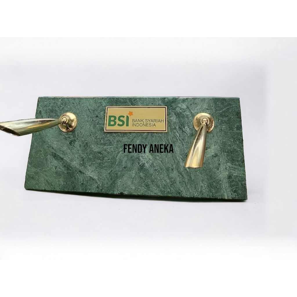 Tempat pena meja kantor marmer hijau verde marble