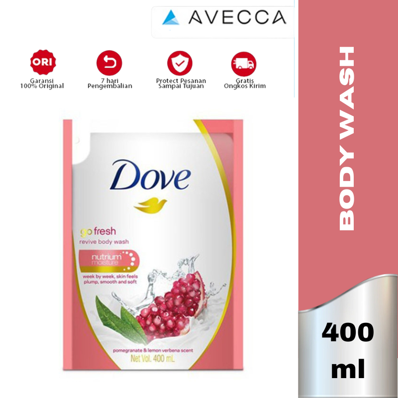 Dove Body Wash pomegranate and lemon verbena scent refil 400ml / Dove Sabun Cair / Sabun mandi