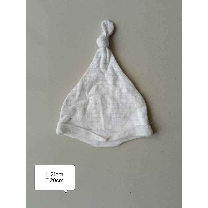Preloved topi bayi baru lahir mothercare newborn white baby hat