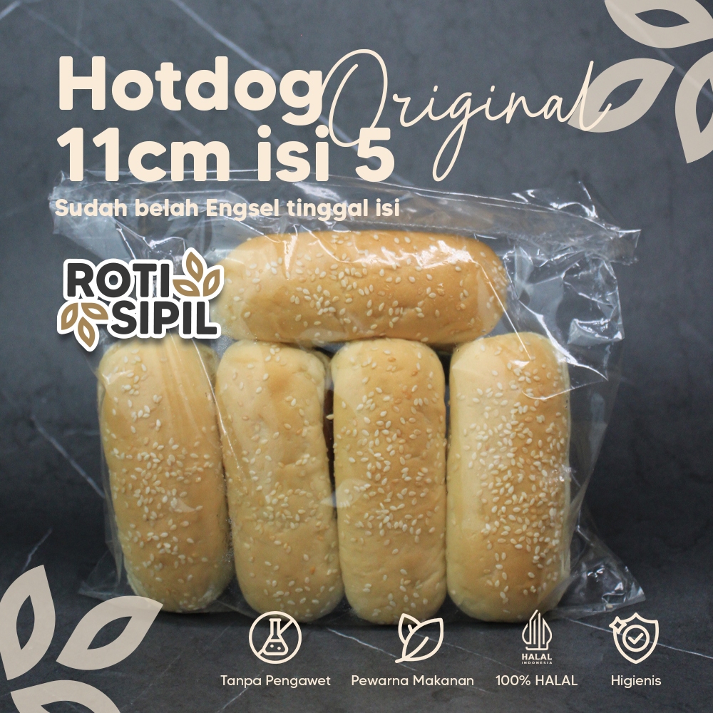 

Roti Hotdog Original 11cm isi 5 | Base Hotdog (Long Burger) 11cm