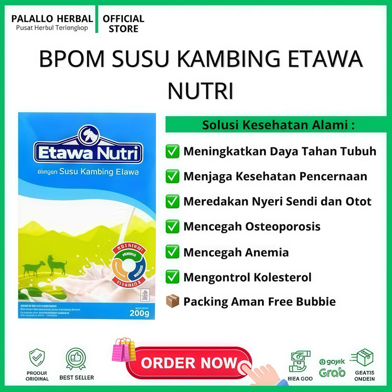

BPOM Susu Kambing etawa Etawanutri 200Gr Susu Kambing Etawa Tanpa Tambahan Gula 100% Original