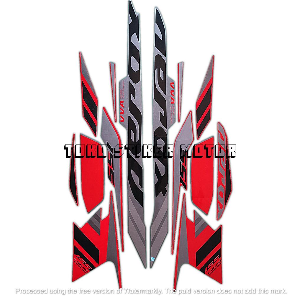 STIKER STRIPING LIS LES POLET BODY MOTOR YAMAHA AEROX 155 CONECTED 2021 WARNA ABU HITAM MERAH