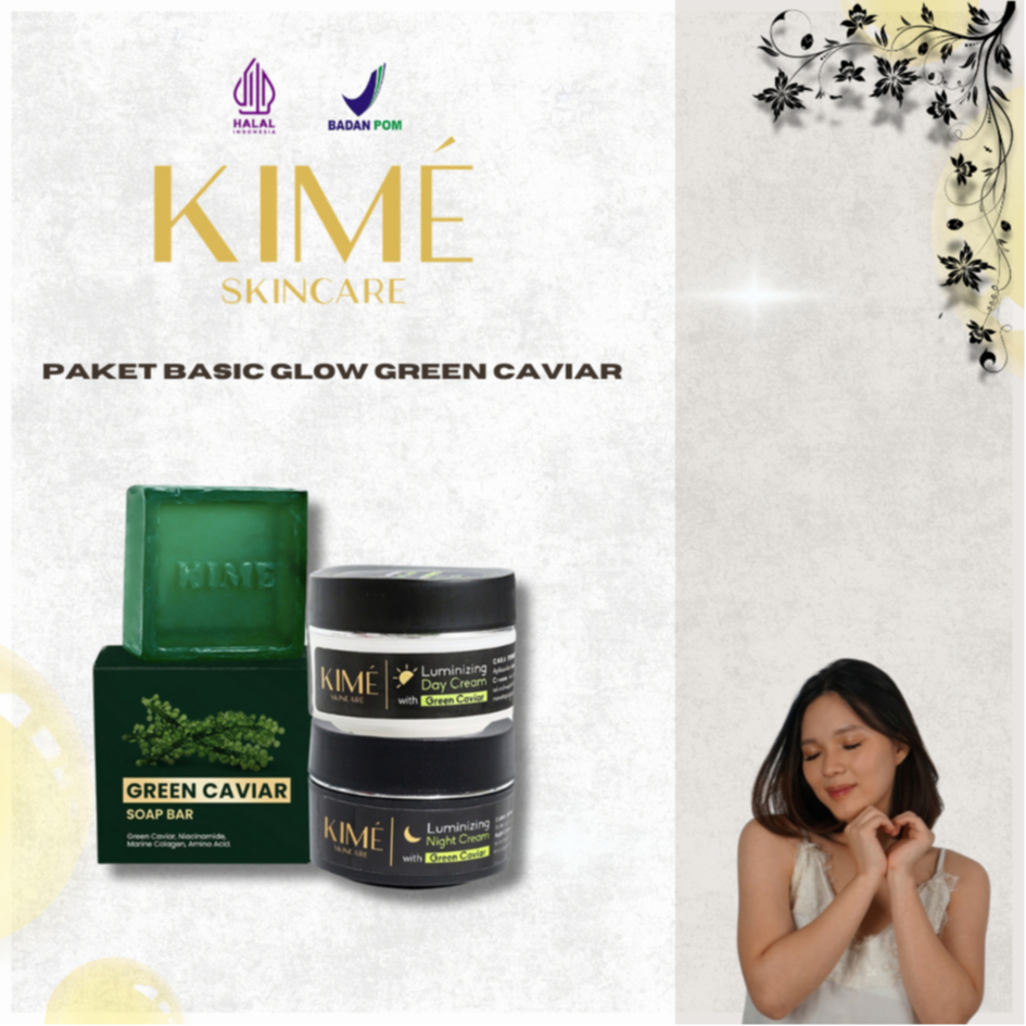 KIME SKINCARE Paket Basic Glow Green Caviar (Green Caviar Soap Bar, Day Cream, Night Cream) | Paket 