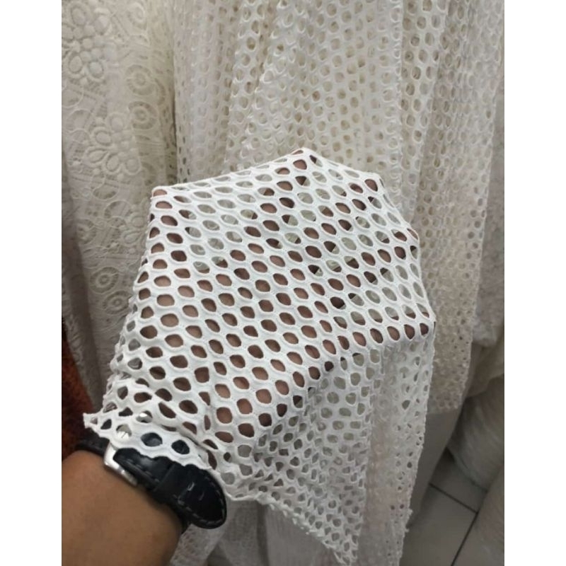 KAIN JALA RAJUT HITAM PUTIH TEBAL GARMENT ELASTIS PREMIUM