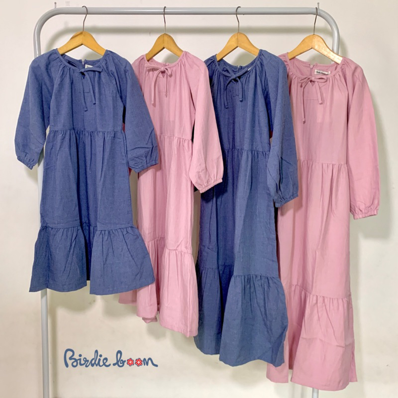 BirdieBoom- Set Gamis Anak (Gamis + Kerudung) Pink & Navy