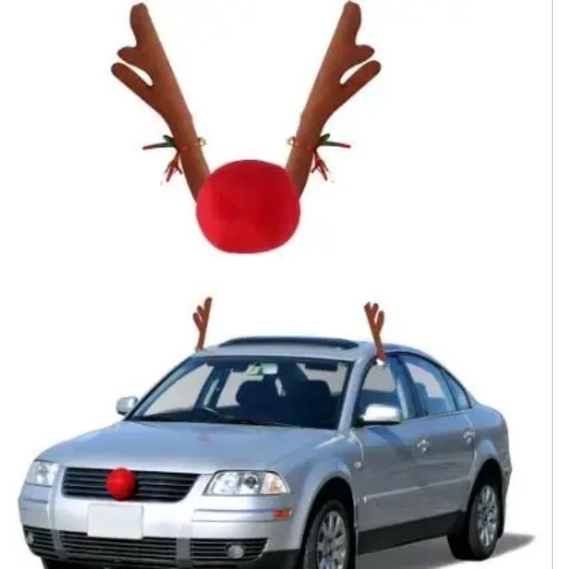 3Pcs/Set Tanduk Rusa Mobil Car Reindeer Christmas Tanduk Rusa Mobil Dekorasi Natal Hiasan Tanduk Rus
