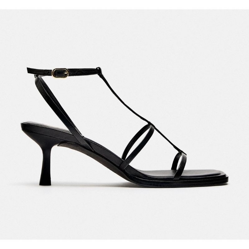 B1G1 ZARA STRAPPY HIGH-HEEL LEATHER SANDALS heels kulit cow leather Ankle Wrap Stilettos women's not