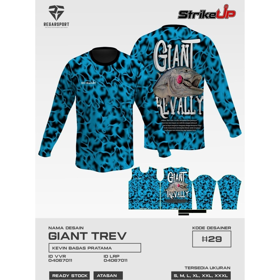 REGARSPORT - 147 Jersey mancing lengan panjang biru motif hitam