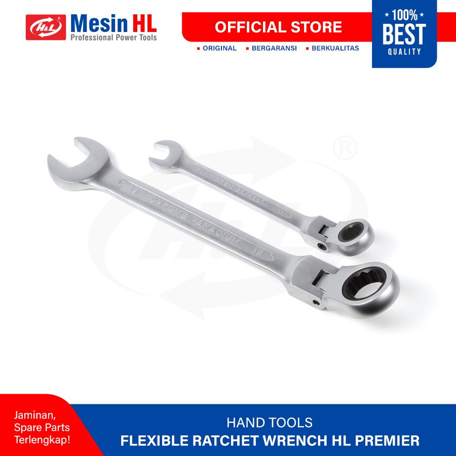 HL Kunci Ring Pas Kombinasi Fleksible Ratchet 72T / Flexible Ratchet Wrench HL Premier - 11mm