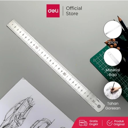 

Deli Penggaris baja berkualitas tinggi tahan gores 15/20/30/50cm 8461