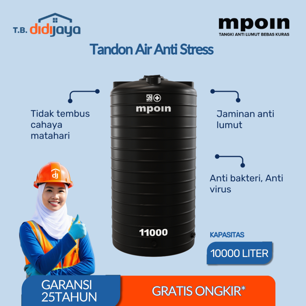 Tandon Air MPOIN Wave 11000 Toren Air Tangki Air Standar 10000 Liter