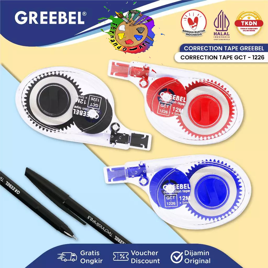 

GREEBEL Correction Tape GCT-1226 / Tip Ex Kertas Roll Pita Koreksi Pulpen