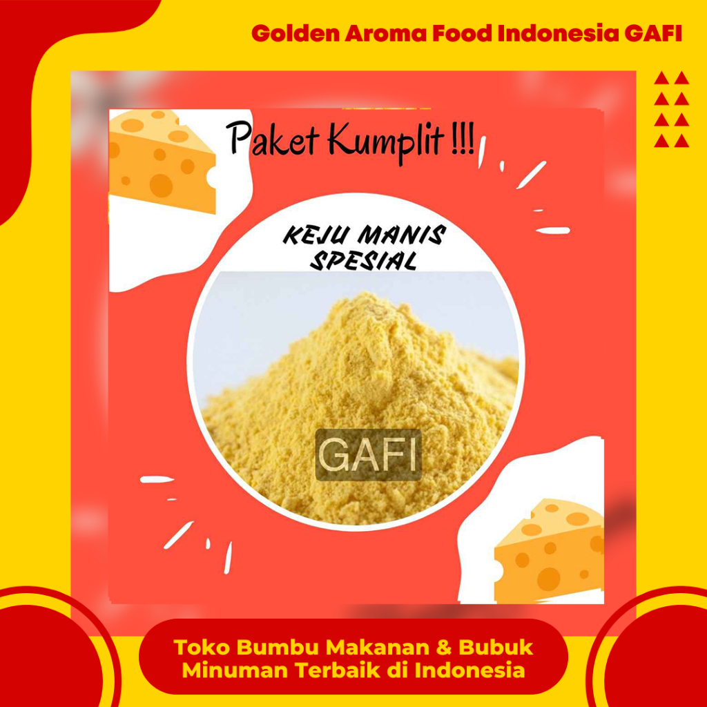 

GAFI Food Bumbu Tabur Rasa Keju Manis Spesial 1 Kg Lezat Halal, Special Sweet Cheese Flavor Seasoning Powder 1Kg
