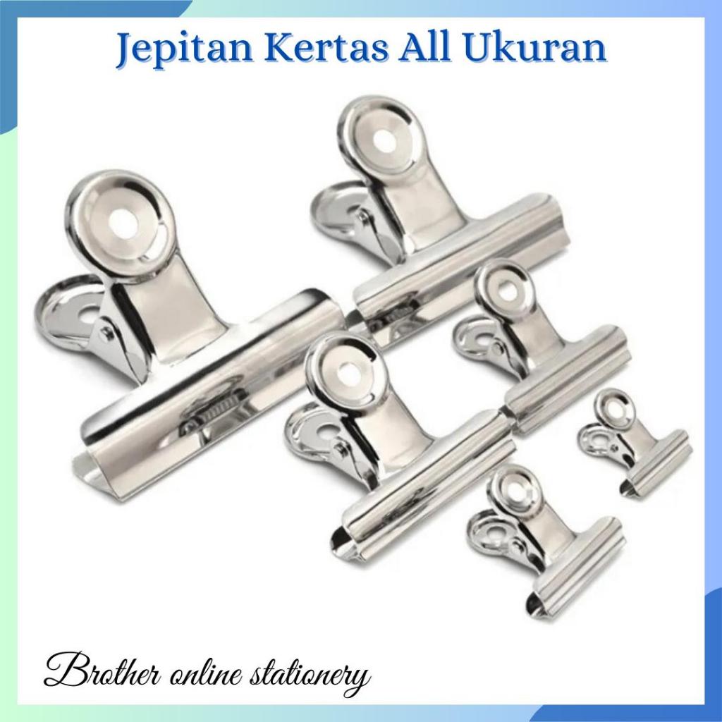 

BOS Silver Metal Bulldog Clip/Jepitan Dokumen Kertas/Binder Clip