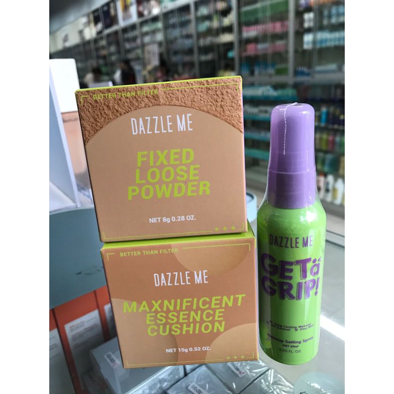 DAZZLE ME PAKET DAZZLE ME CC CUSHION, DAZZLE ME FIXED LOOSE POWDER ,DAZZLE ME SETTING SPRAY