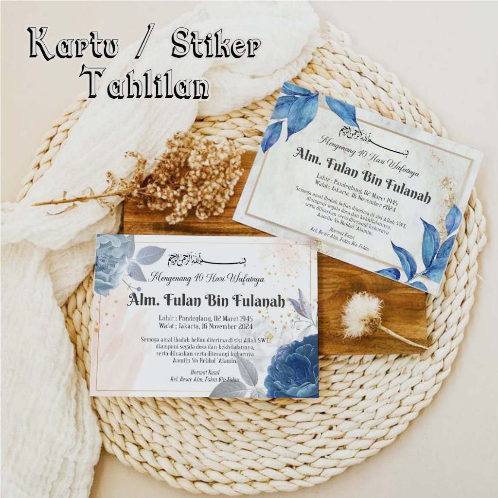 Stiker / kartu ucapan tasyakuran wafatnya 40/100/1000 hari tahlil