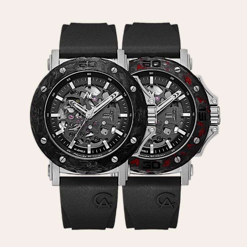 Jam Tangan Pria Alexandre Christie Collection Automatic Titanium AC9205 AC 9205 MT Tali Karet / Rubb