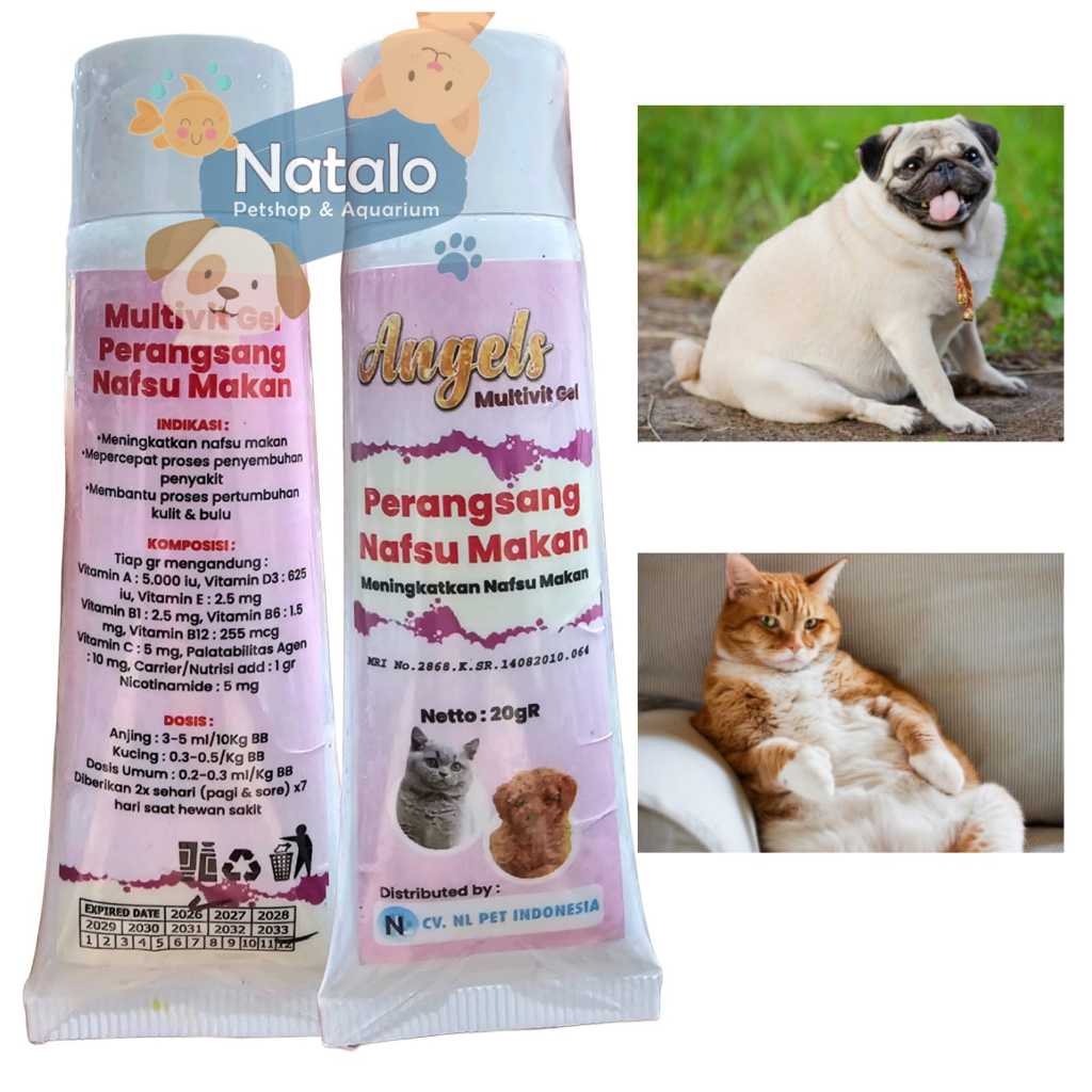 Angels Mulitivitamin Gel 20GR - Penambah Nafsu Makan - Penggemuk Badan Hewan Kucing Anjing Kelinci /