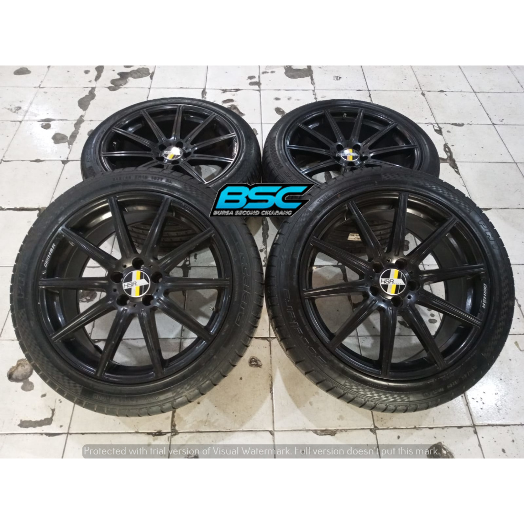 Velg Mobil Racing Bekas R19 HSR Lubeck Pcd 5x112 Ban 245/45 Ring 19 Buat Mercy CRV Xtrail Innova Rus