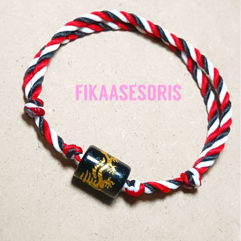 GELANG TRIDATU TIBET HITAM NAGA EMAS