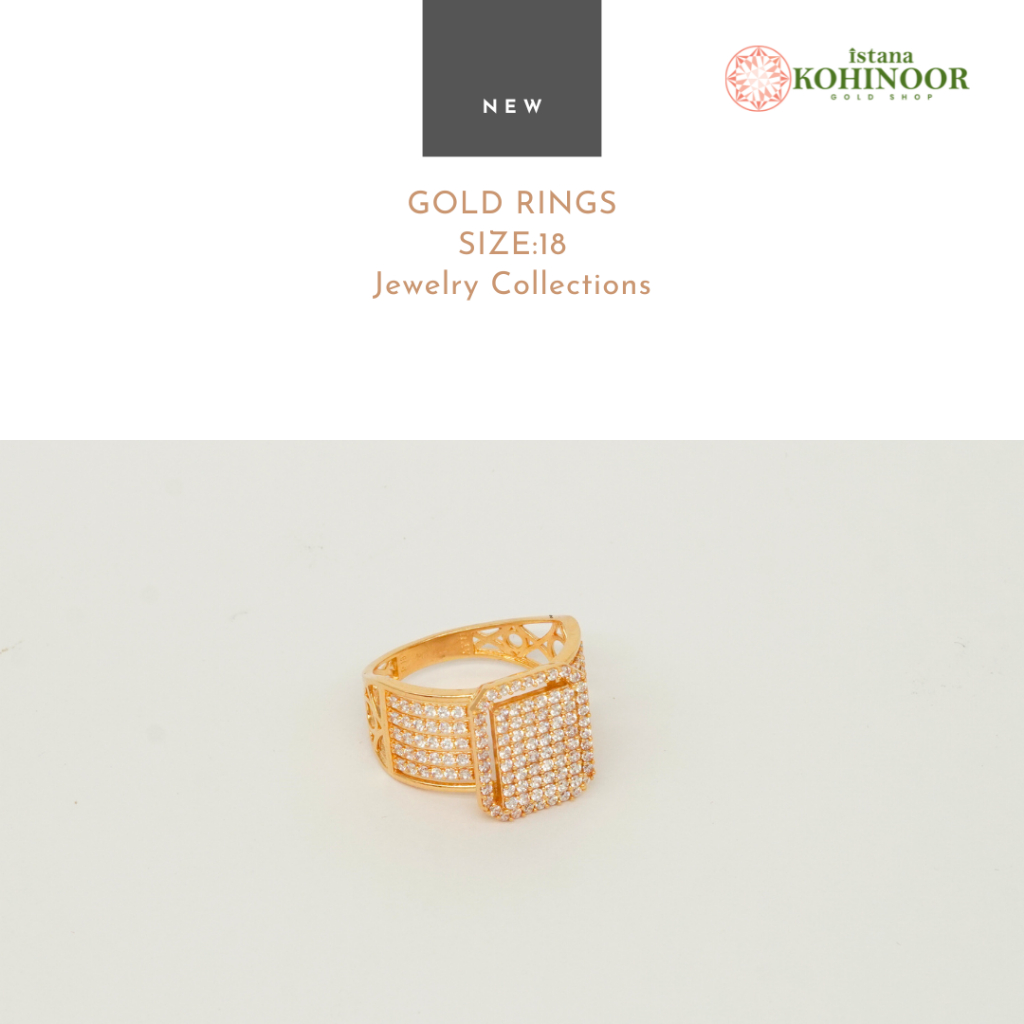 KOHINOOR NEW 16K CINCIN VARIASI PERMATA EMAS YELLOW SIZE 18
