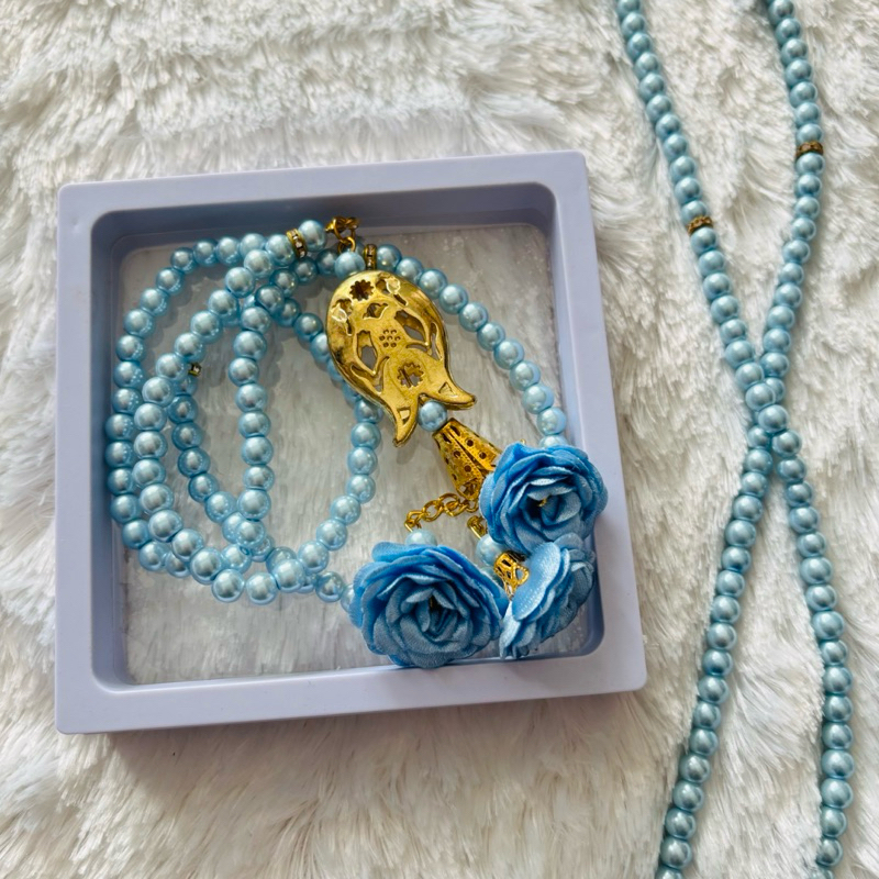 TASBIH ASLI TURKI 100% KRISTAL DAN MUTIARA HIASAN BUNGA TULIP TURKI 99 / TASBIH KRISTAL TURKI / TASB