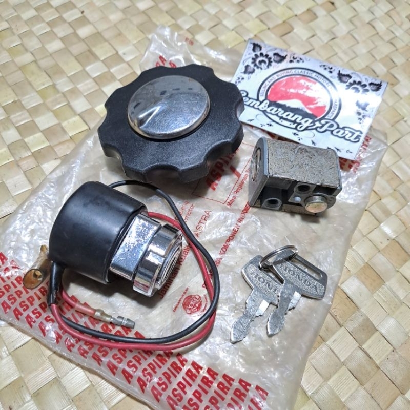 KUNCI KONTAK KEYSET HONDA CB100 K5 CG110 CBN CB100N KABEL 2 ORIGINAL NOS