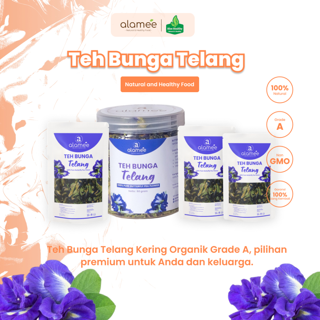 

ALAMEE Teh Bunga Telang Butterfly Pea Tea Kering Organik Herbal Dried Flower All Variant