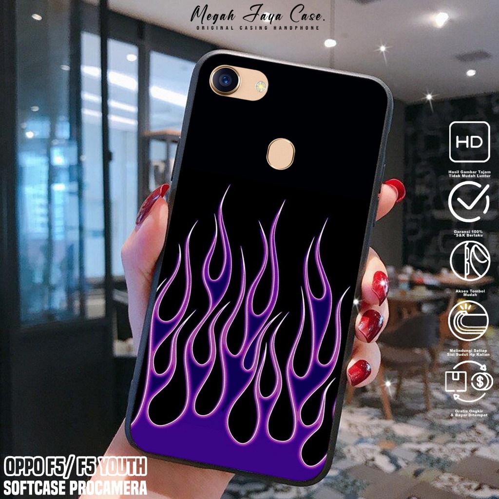 Softcase OPPO F5 / F5 YOUTH - Case Hp OPPO F5 YOUTH / F5 Motif FIRE - Casing Hp Oppo F5 -  Silikon H