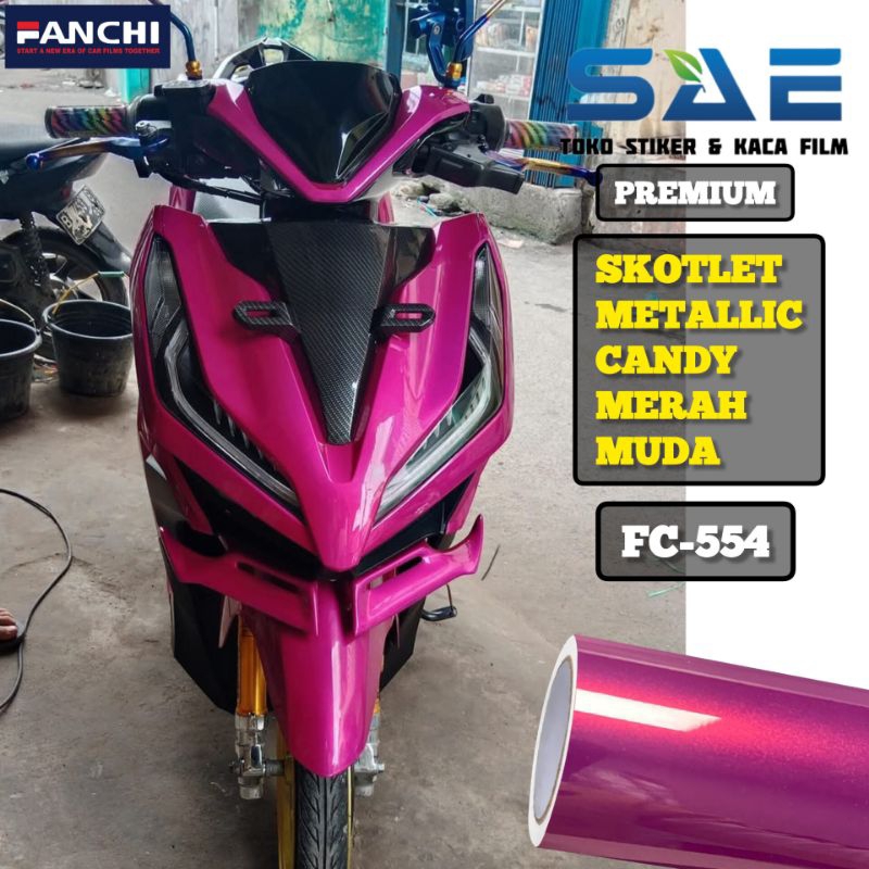 Sticker Skotlet Pink Magenta Merah Muda Metallic Candy Merek Fanchi Original Berperekat Premium L-50