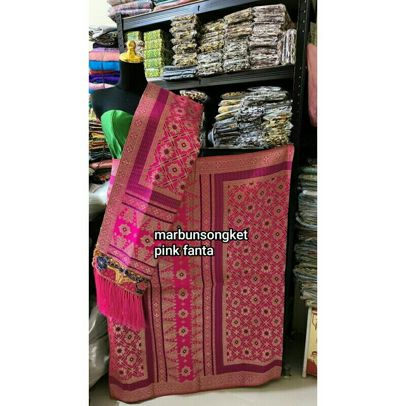 songket palembang sisik unik  premium (pink fanta)