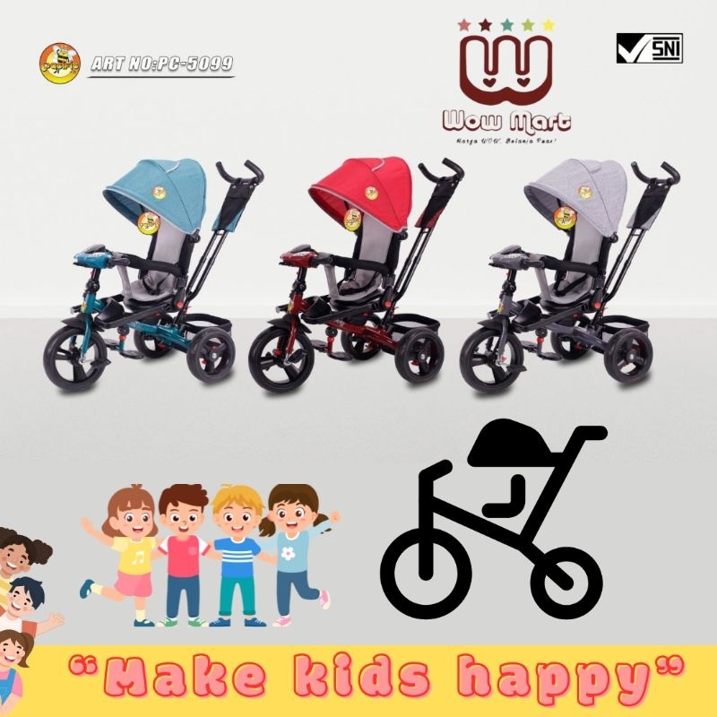 Pacific Tricycle Bike Anak // Sepeda Roda Tiga Dilengkapi Lampu // Jr Pc-5099