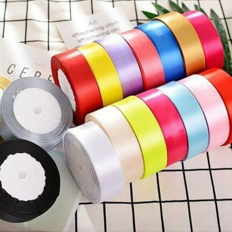 

[1 Meter ] Pita Satin 2.5 cm Import / Satin Ribbon Premium Flowers Wrapping 1 Inch Gift Hampers Diy