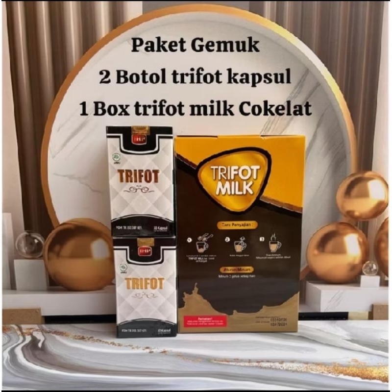 

Paket gemuk 2 box trifot milk rasa Cokelat dan 1 box trifot kapsul penggemuk badan