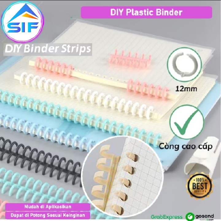

Ring Binder Plastik Pastel DIY Platic Binding Strip 30 Lubang Warna Warni Loose Leaf Papper Universal Buka Tutup Praktis