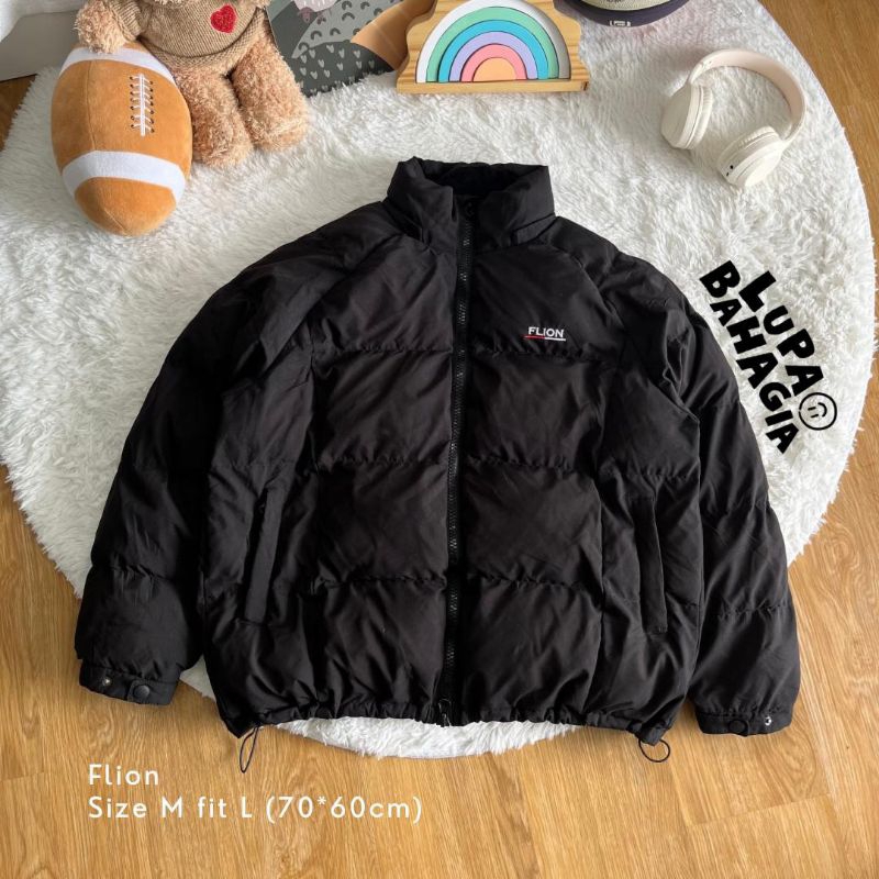 FLION Black #2 Gelembung Puffer Jaket size M fit L • 100% Original