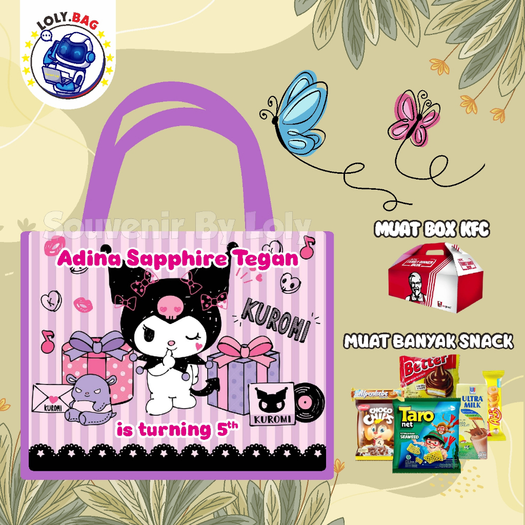 

Tas Ultah / Tas Ulang Tahun Murah/Goodie bag murah/souvenir ultah/Tas tema Kuromi